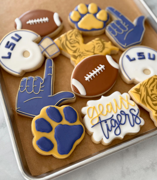 LSU themed 1 dz cookies